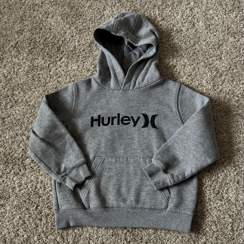 Hurley boys hooded sweatshirt gray size 7